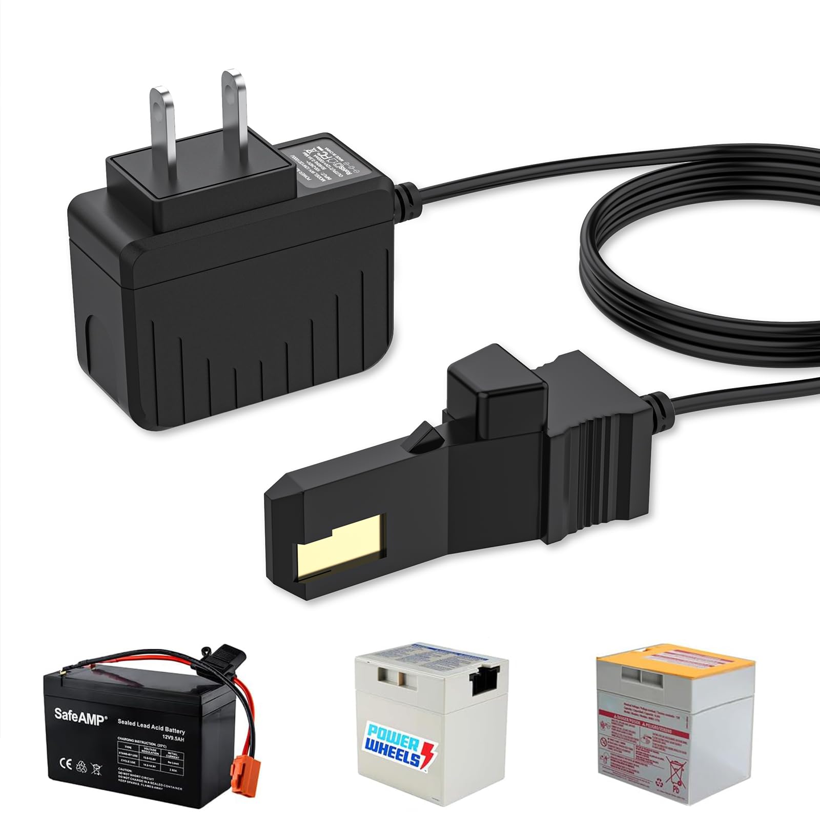 Photo 1 of 12v Battery Charger for Power Wheels Charger for Power Wheel Gray, Orange Top Battery, 12 Volt Charger for Fisher-Price Power Wheels Adapter (Cord 6.6FT)