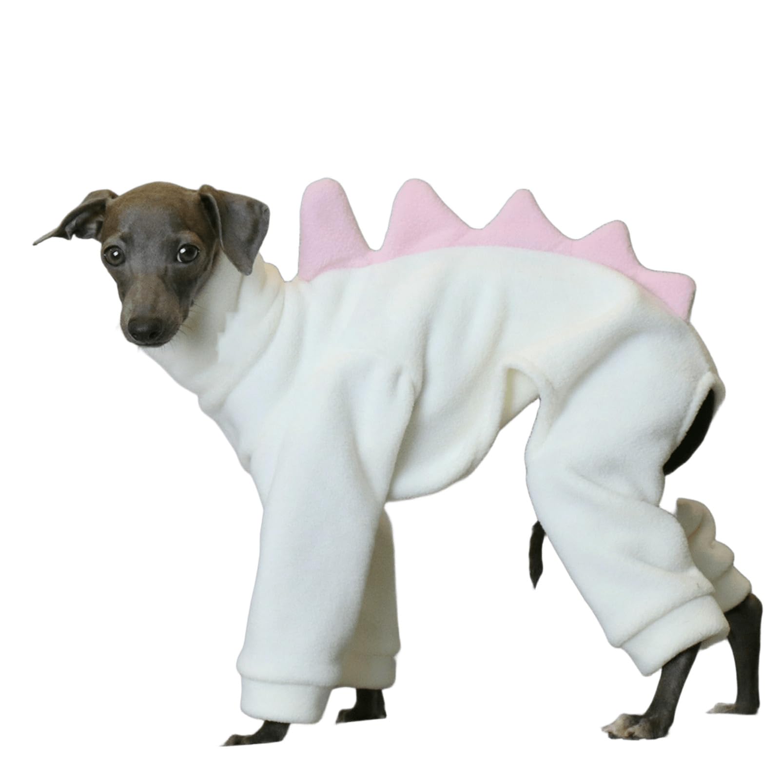 UOSIA Whippet Dog Fleece Dinosaur Onesie Turtleneck Cozy Dog Pyjamas For Italian Greyhound Full Body Warm Pet Winter Coat Jumpsuit For Medium Large Dogs