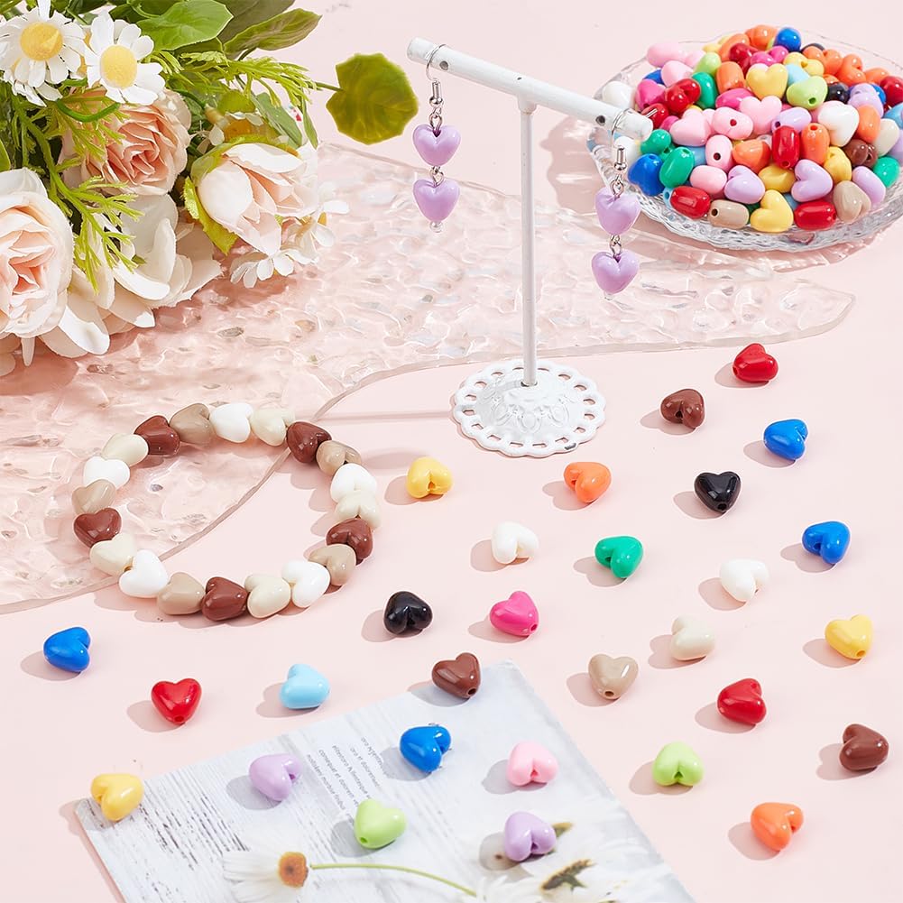 SUNNYCLUE 240Pcs Heart Acrylic Beads Heart Shaped Bead Spacers 10mm Multicolor Valentines Love Charms Crystal Loose Spacer for Jewelry Making DIY Crafts Earrings Necklaces Bracelet Mothers Supplies - Image 4