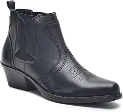 Botina Texana Country Vaqueiro Couro Legitimo Com Elastico Dt Cla V03