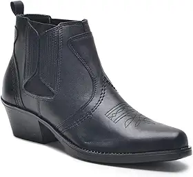 Botina Texana Country Vaqueiro Couro Legitimo Com Elastico Dt Cla V03
