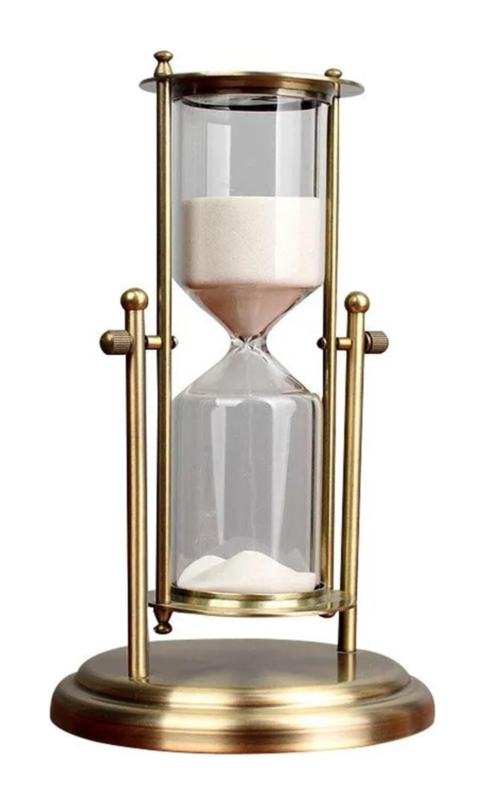 Empty Hourglass, Rotating Crown Hourglass Timer Metal White Sand 15/30/60 Min Living Room Kitchen Decor(30min Large size)
