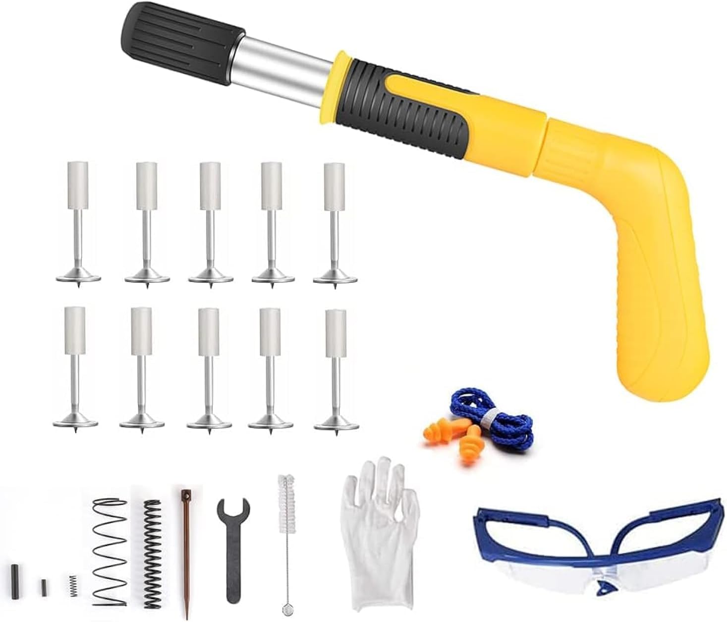 Concrete Nail Gun Kits with 10pcs Nails, Manual Steel Nail Gun, Wall Fastening Power Tools, Mini Nail Shooting Machine, Wall Anchor Wire Slotting Device Decoration Home DIY Woodworking Tool
