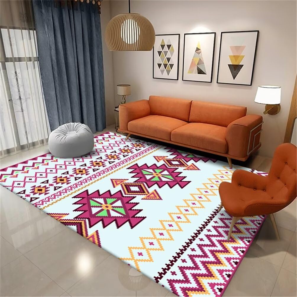Tapis salon pas cher rouge 180x280cm au style géométrique