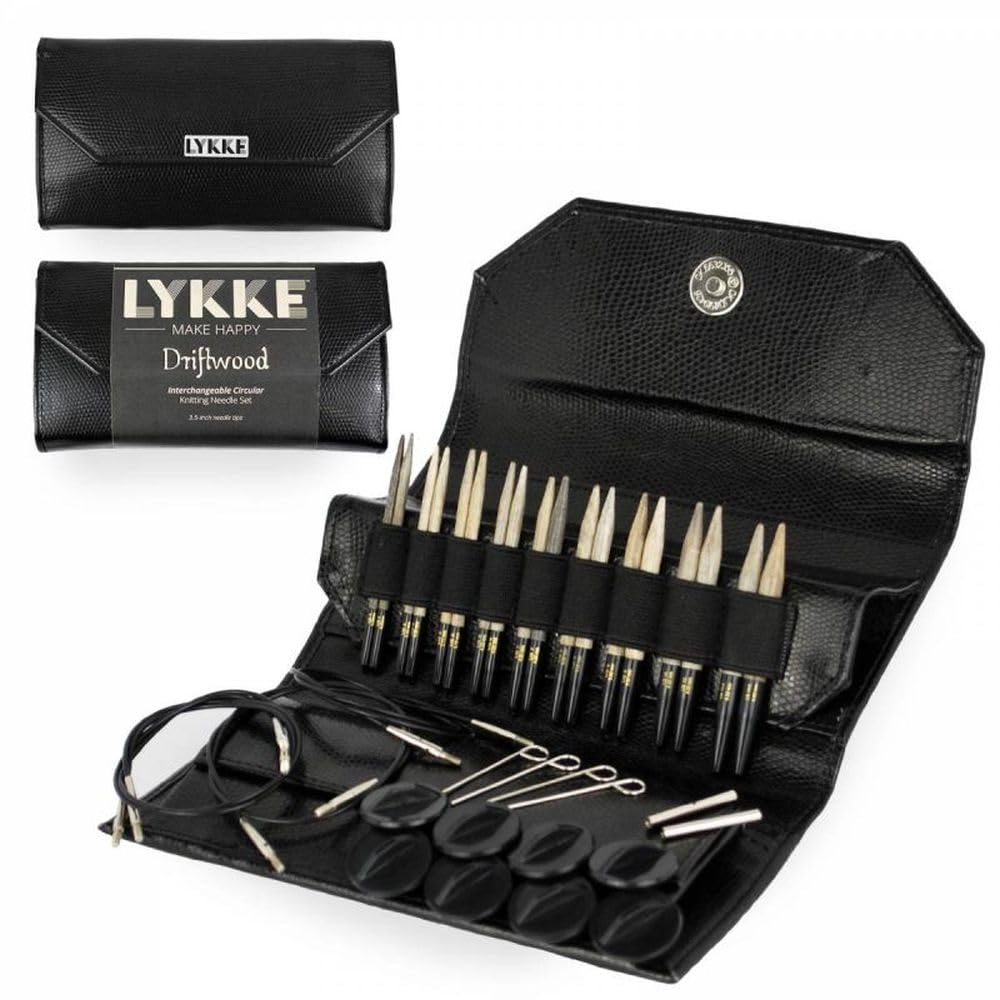 Lykke Austauschbare Stricknadeln Aus Holz – 8,9 Cm Nadelspitzen Set Mit 9 Paar Bunten Nadeln Im Veganen Etui