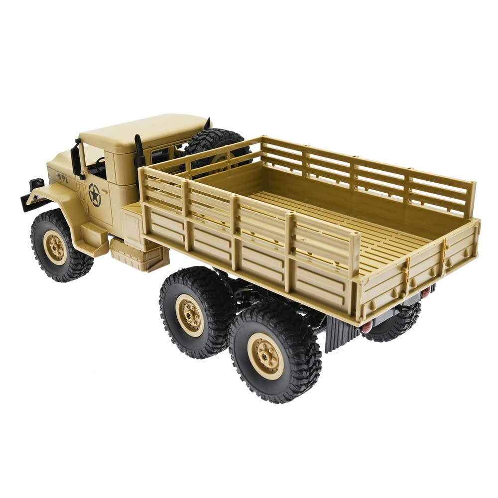 RC Truck RTR 6WD Militär LKW WPL B-16 1:162.4GHz Off-Road Crawler Car Buggy Lastwagen Ferngesteuertes Militärfahrzeug (Khaki)