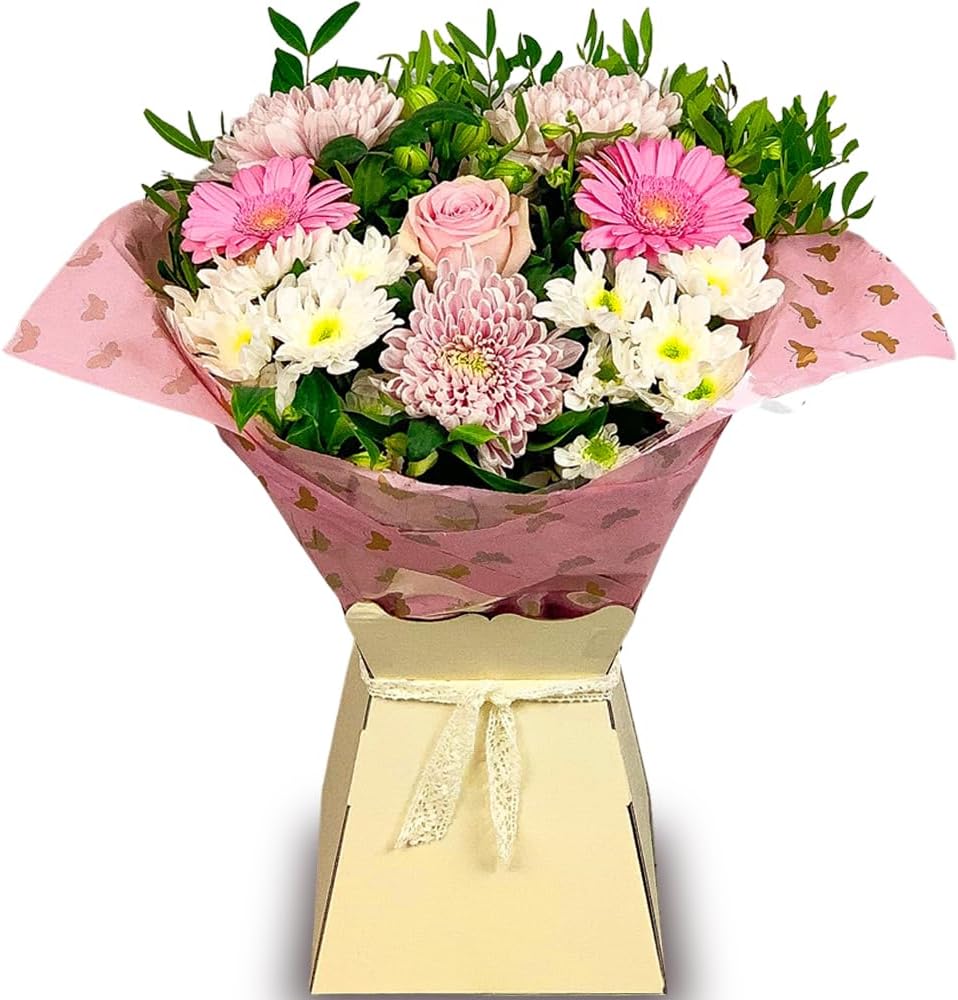 Strawberries & Cream Bouquet, Fresh Flowers for Mother's Day, Birthday, Anniversary, Thank You, Includes Cut Flower Food