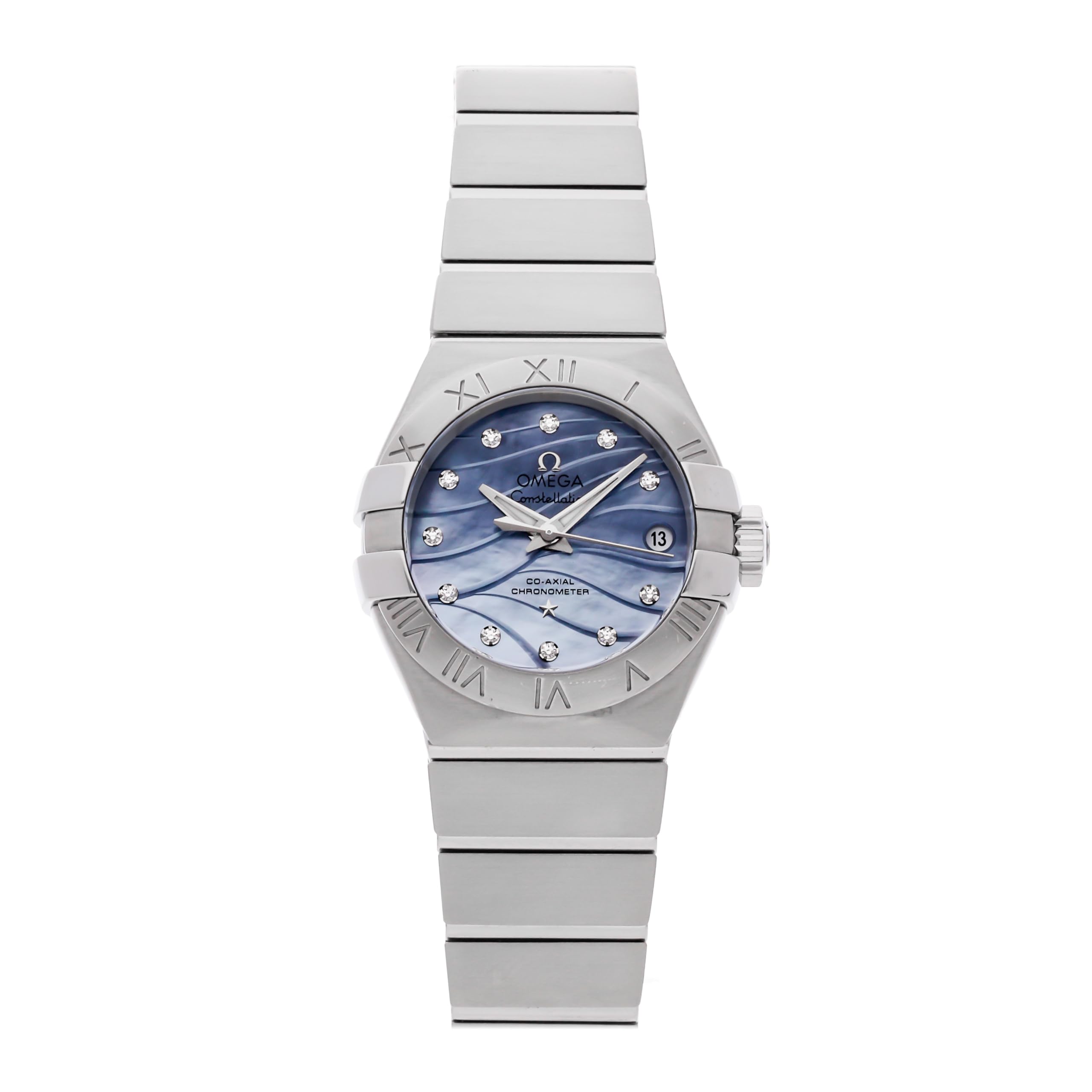 Omega Constellation Co-Axial Blue Mother of Pearl Diamond Dial Ladies Watch 123.10.27.20.57.001