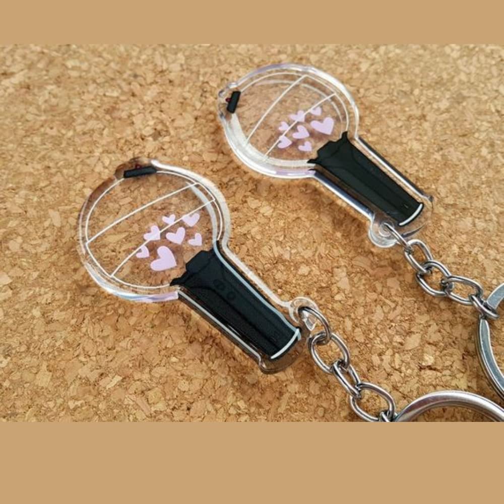 Acrylic Bts Lamp Keychain Signature Army Bts Gift For Girl Boy Uv Printed Keychain, Multi-Coloured