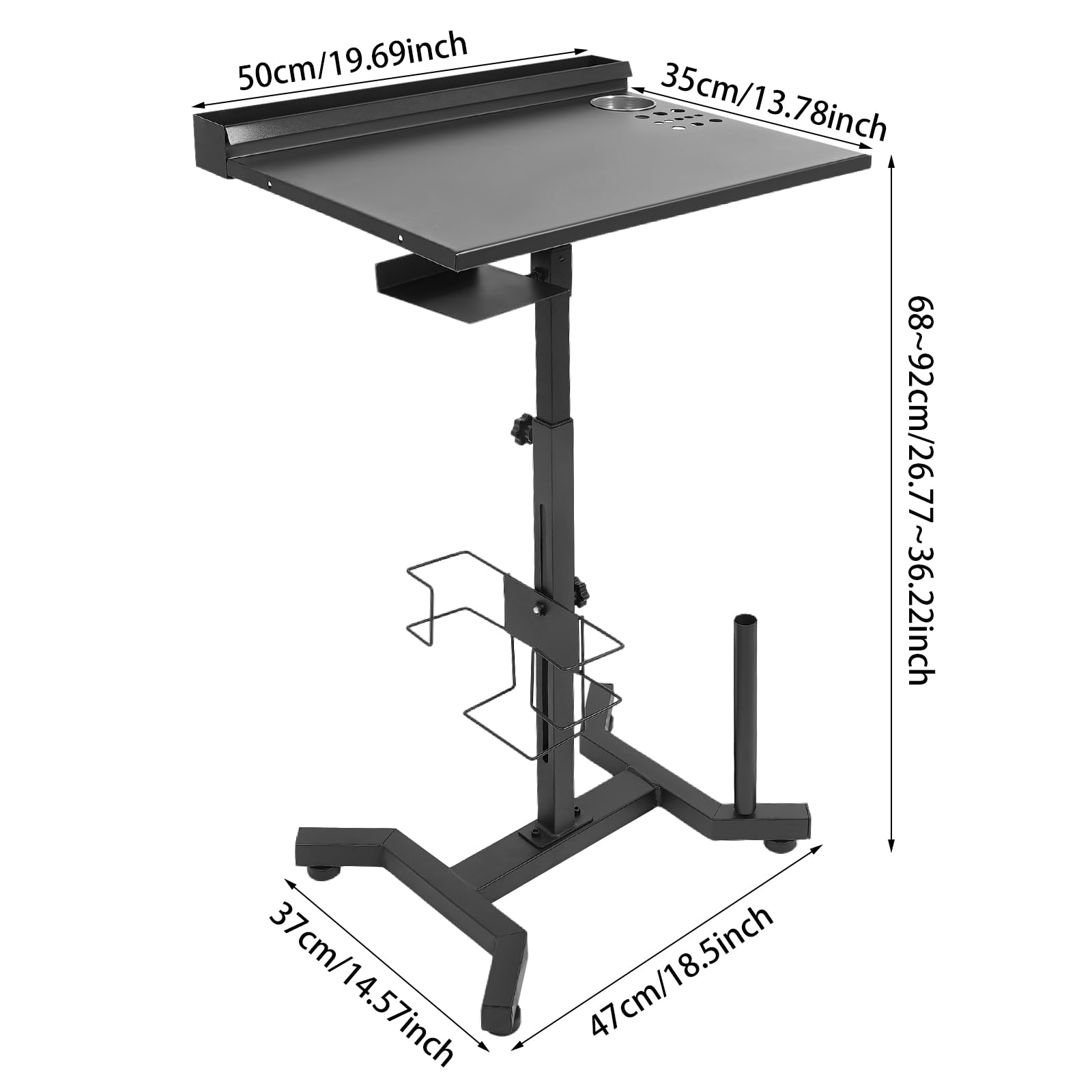 Plateau de tatouage réglable avec rangement multifonction, table de salon, station de travail antidérapante pour tatouage et spa