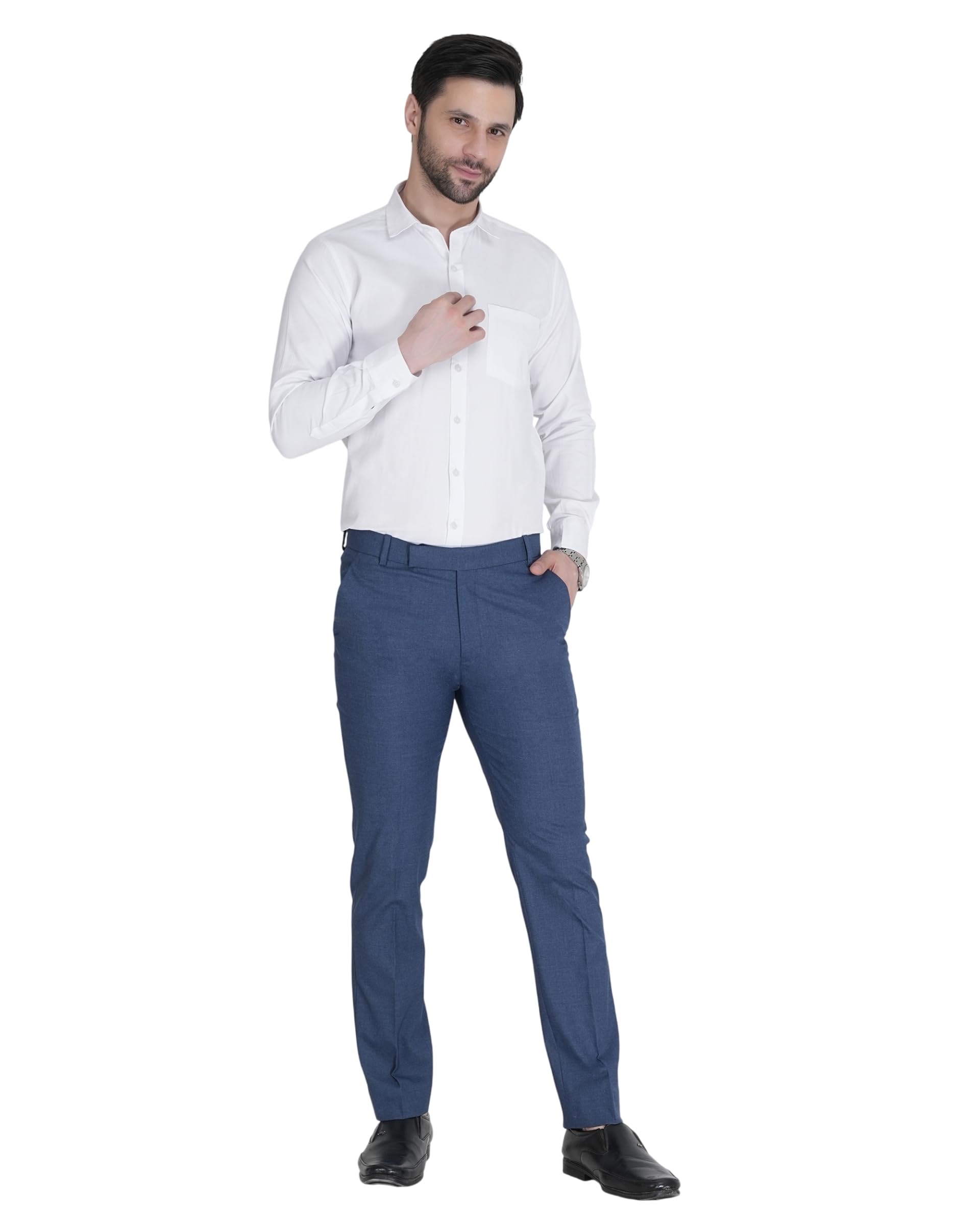Men's Formal Trousers | Regular Fit | Solid Polyester Viscose Lycra Pants for Office Wear Business Meetings Corporate Events Party Formal Occasions | Royal Blue-picture-17