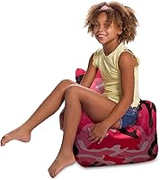 Vista 6 de Posh Creations Puf estructurado cómodo para jugar, leer y ver la televisión, silla Pasadena, microgamuza, color negro