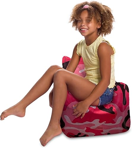 Miniatura 108 de Posh Creations Puf estructurado cómodo para jugar, leer y ver la televisión, Malibu Lounge, tela de lona para colorear, criaturas Criaturas de tela