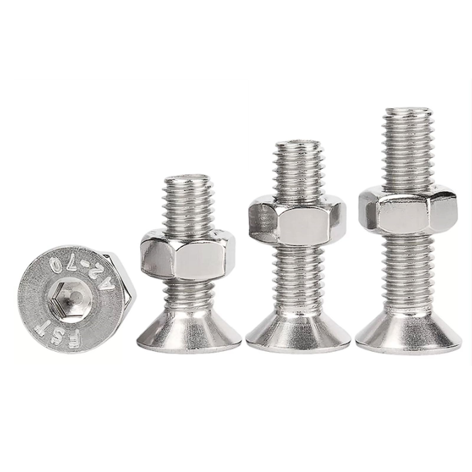 Kit di viti e dadi a testa esagonale svasata M6 in acciaio inossidabile 304, 40 set