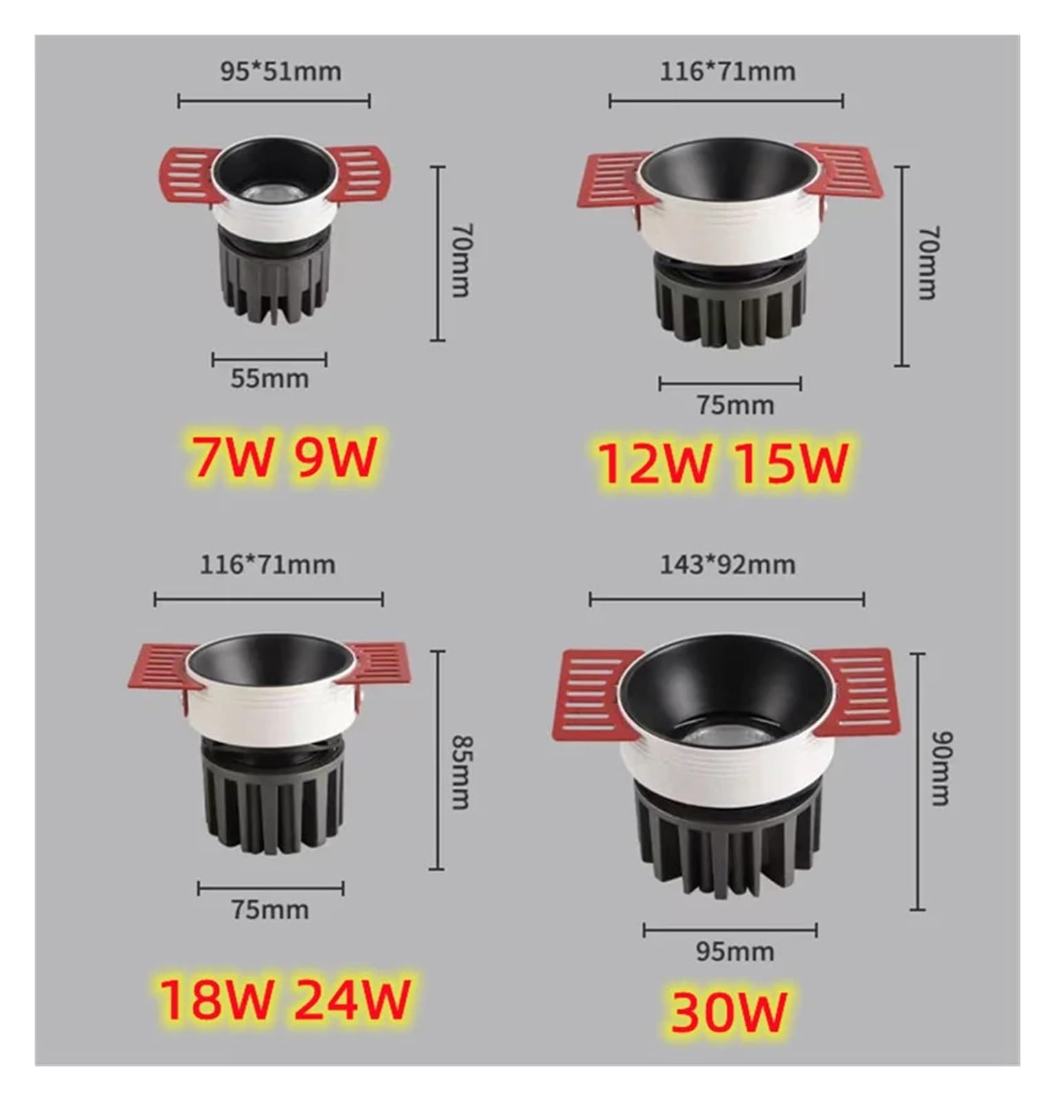 AV85V-220V regulowana bez obramowania wpuszczana lampa do mycia ścian projektor COB 7W9W12W15W ściemniana lampa sufitowa oświetlenie salonu (szampańskie złoto, neutralna biel 4000 K)