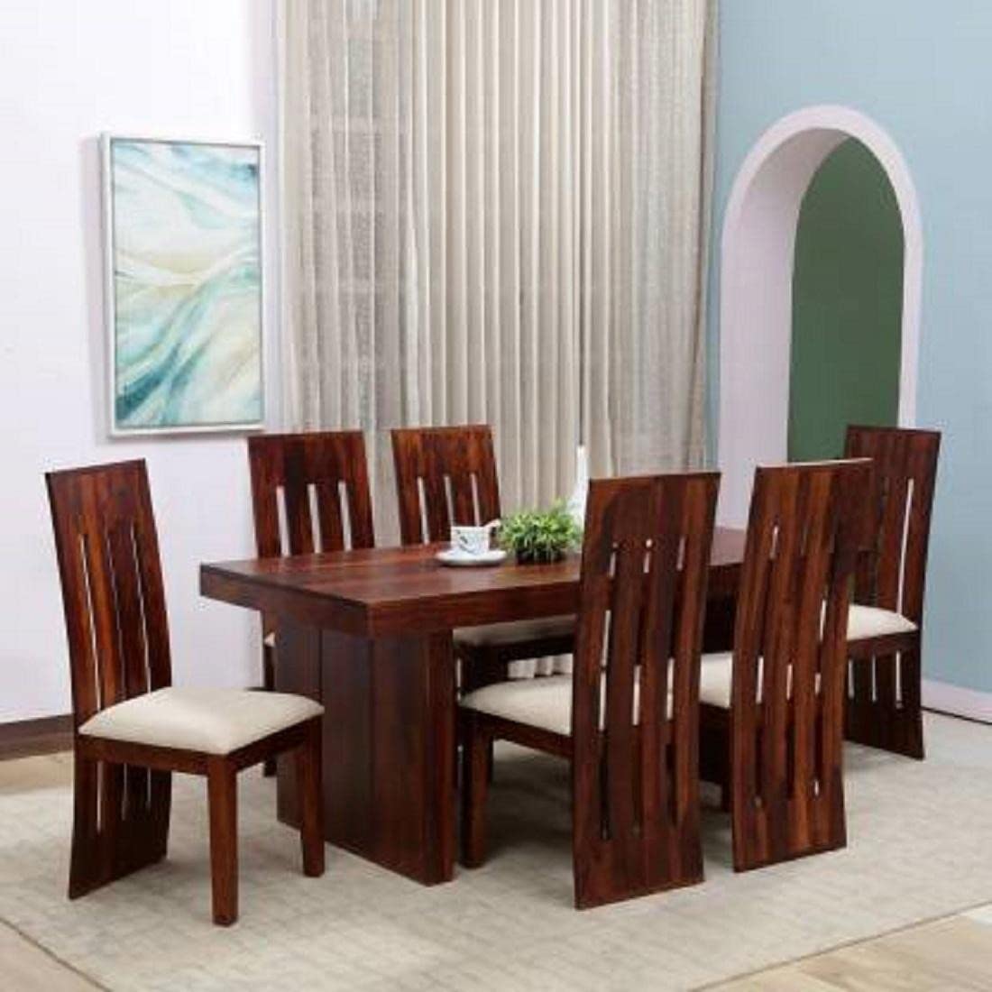 SONA ART & CRAFTS Solid Sheesham Wood & Jute Fabric 6 Seater Dining Set Dinner Table for Dining and Living Room Furniture (Finish Color -Honey Natural Finish (Do-It-Yourself)) (B0BLHGJ1B8) Amazon Price History, Amazon Price Tracker