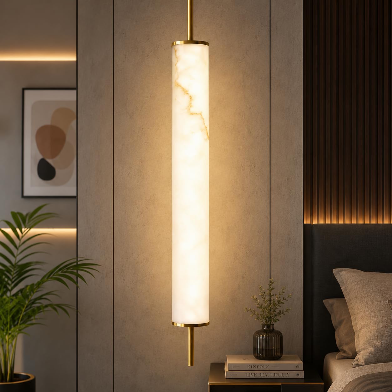 18W Luxury LED Pendant Hanging Light | Modern Gold Tube Ceiling Lamp | 3CCT Warm, Natural & Cool White | Premium Decorative Hanging Light for Living Room, Bedroom, Dining Area, Hallway & Bedside-image-29