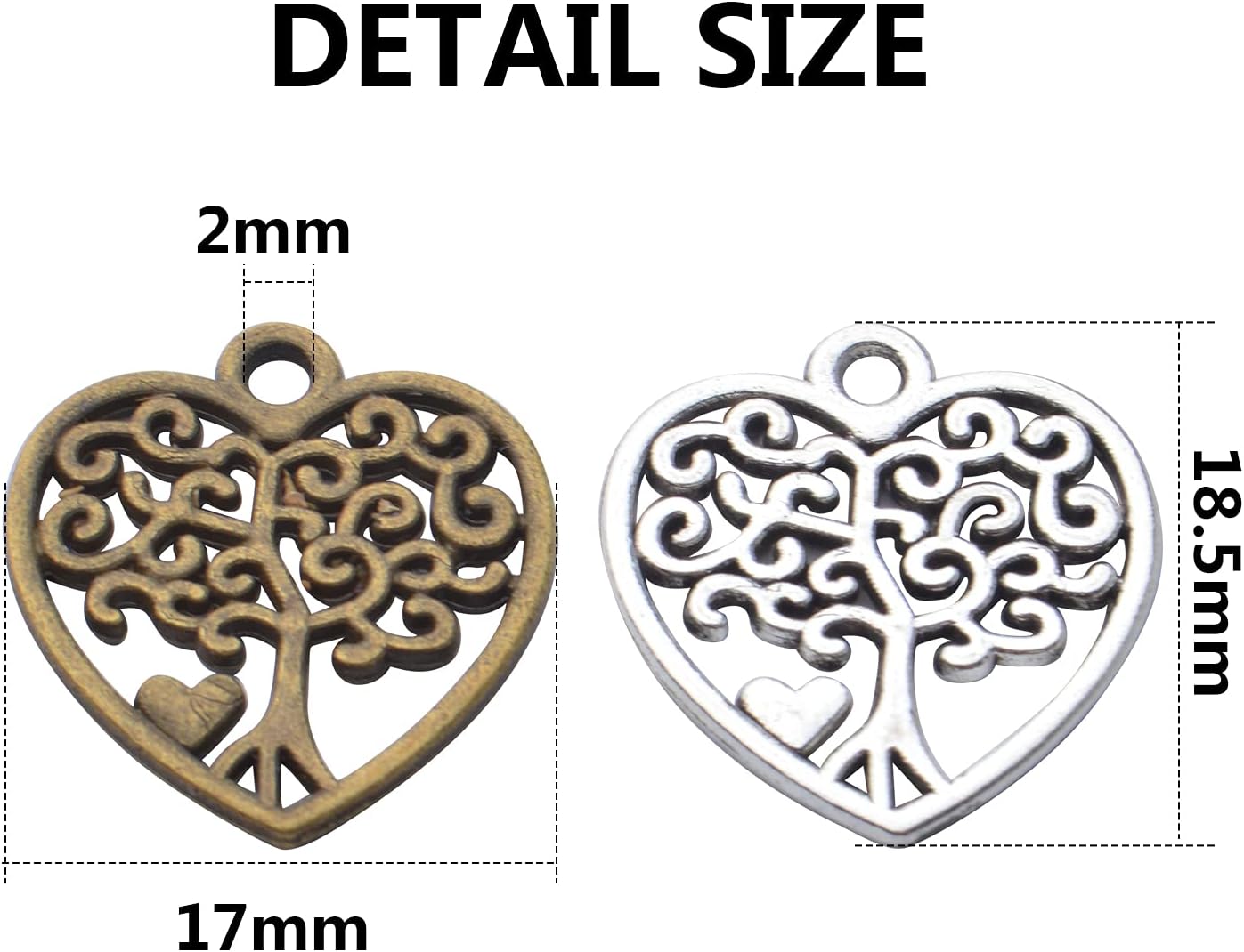 BronaGrand Heart Shape Charm Heart Love Pendants Heart Bead Charms Necklace Charms for DIY Jewelry Earrings Bracelet Making and Crafting Accessory - Image 3