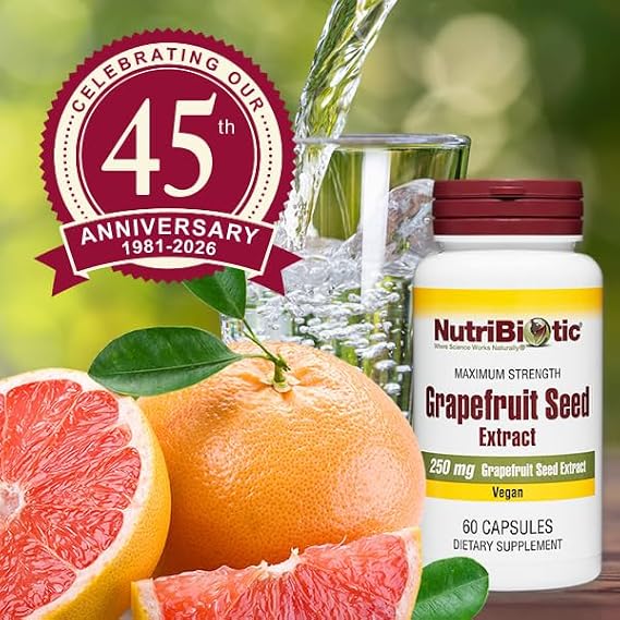 NutriBiotic Grapefruit Seed Extract Capsules 250 mg, 60 Count - Maximum Strength with Bioflavonoids
