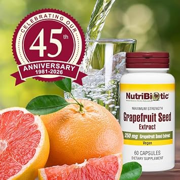 NutriBiotic Grapefruit Seed Extract Capsules 250 mg, 60 Count - Maximum Strength with Bioflavonoids