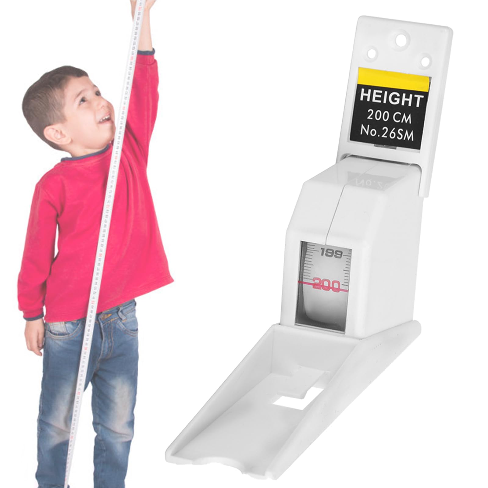 Growth Height Measuring Tape, 2 Meters Retractable Body Height Stadiometer, Growth Height Chart Handing Ruler for Children and Adults (White)
