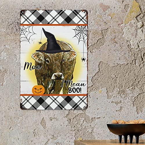 Plaque murale métal vache sorcière « I Mean Boo » durable