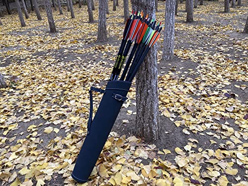 Gemilla Archery Arrow Quiver, Heavy Duty Double-Layered Leather Arrow Holder, Vintage Design Quivers For Arrows Bow Hunting Targeting (Black) #TOP3