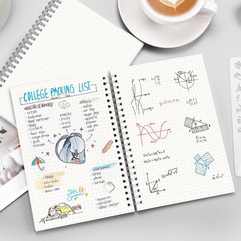 Image of A5 Dot Paper Notebooks, 5.5 x 8.2 inches, DOT Book,100 GSM Premium Paper, 480 Pages, Waterproof Cover, Set of 3