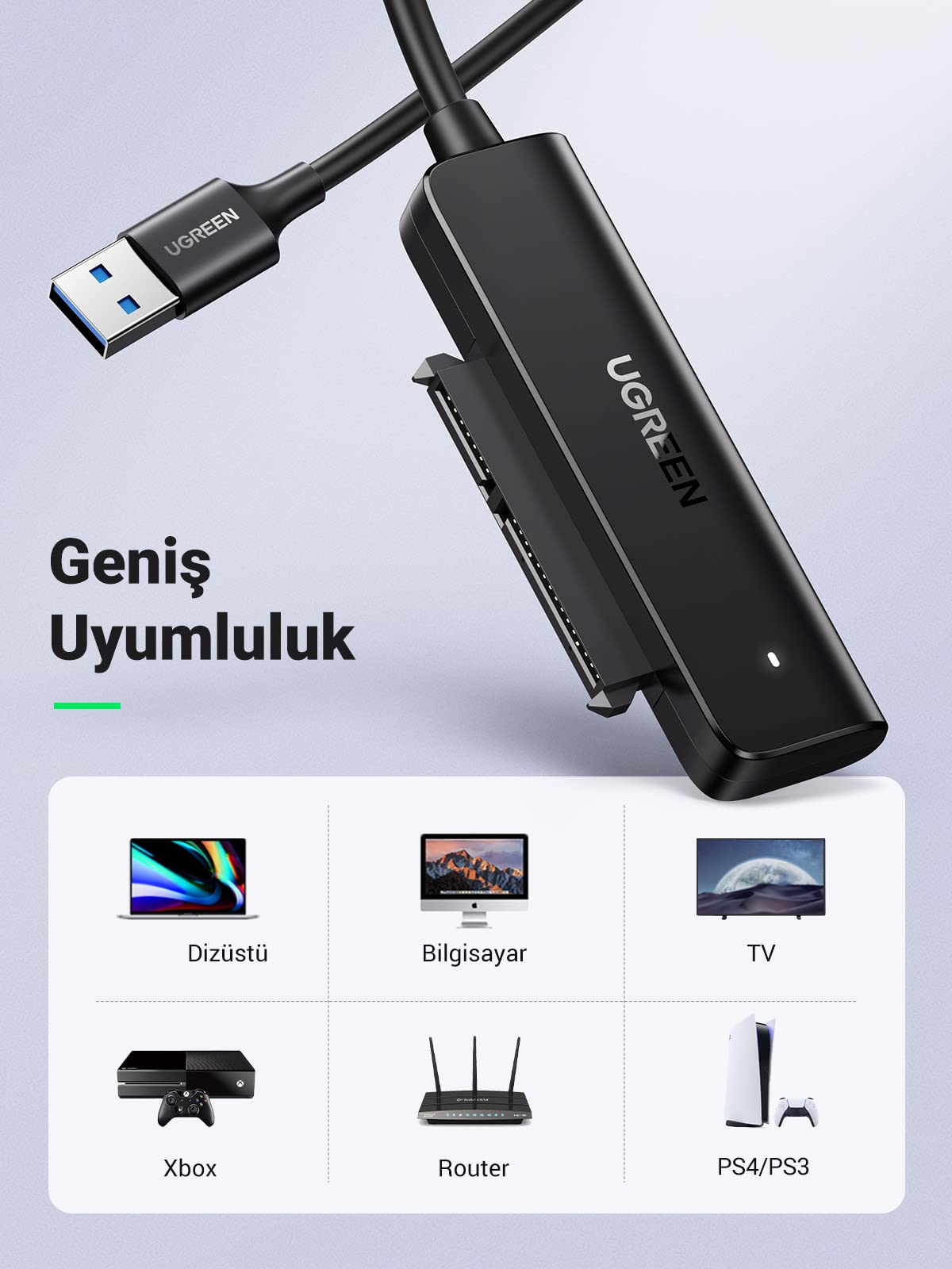 Ugreen USB 3.0 to SATA 3 Dönüştürücü Adaptör