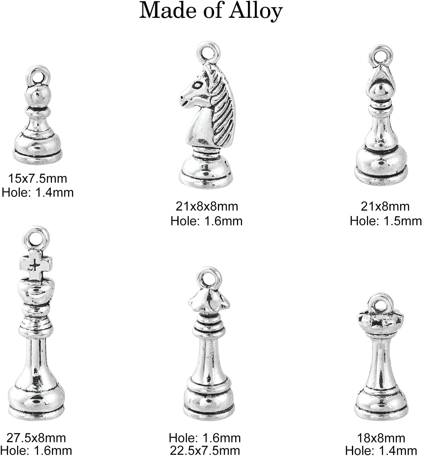 KitBeads 60pcs Tibetan Chess Charms Mixed Styles Game 3D Chess Piece Charms Vintage Alloy International Chess Charms for Jewelry Making Bulk - Image 2