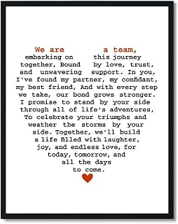 Susie Arts 8X10 Unframed We are A Team Wedding Vows Quotes Wall Art Print Decor Inspirational Love Marriage Wall Print Ideal For Romantic Wedding Decor V876