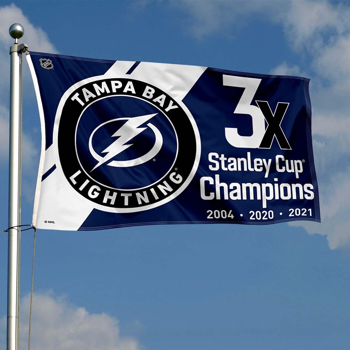 Tampa Bay Lightning 3 Time and 2021 Cup Champions Grommet Flag