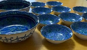 新品　美濃焼　庫山窯　染付花鳥　大鉢　深鉢　中鉢　小鉢　取皿　計9点　箱なし 新品 美濃焼 庫山窯 染付花鳥 大鉢 深鉢 中鉢 小鉢 取