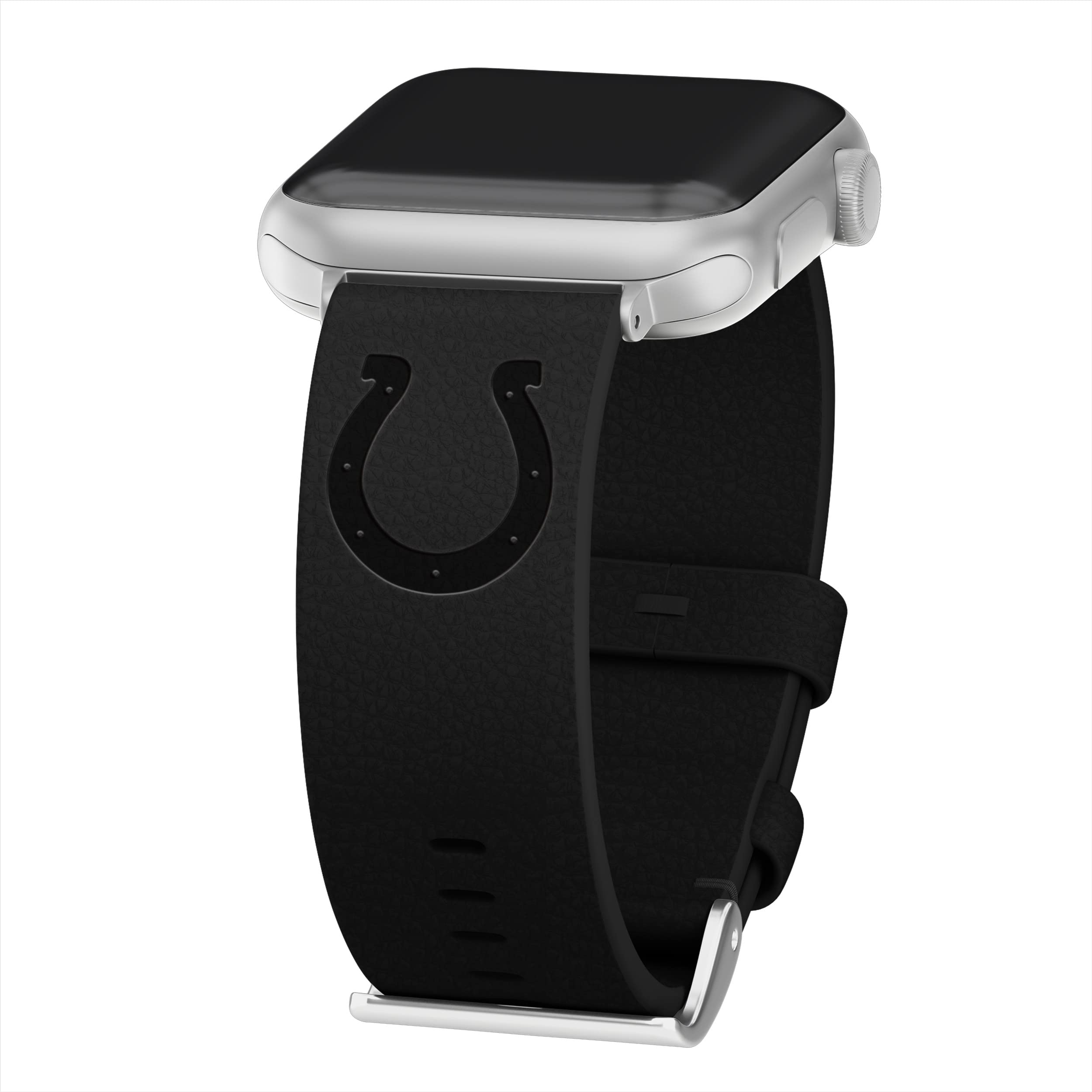 Game Time Indianapolis Colts Premium Leather Watch Band Compatible with Apple Watch (42/44/45mm Long Black)
