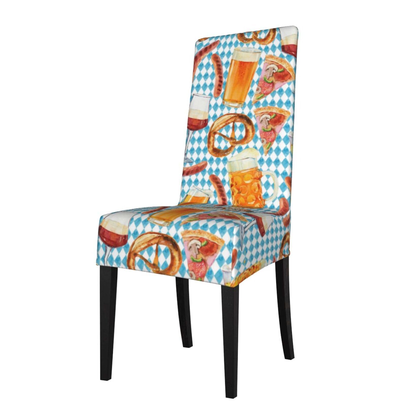 LKYMOH Sausage Bread Pizza Pattern, Chair Covers Stretch Chair Slipcovers for Dining Room, for Party Pet Protection Universal Fit Soft Polyester
