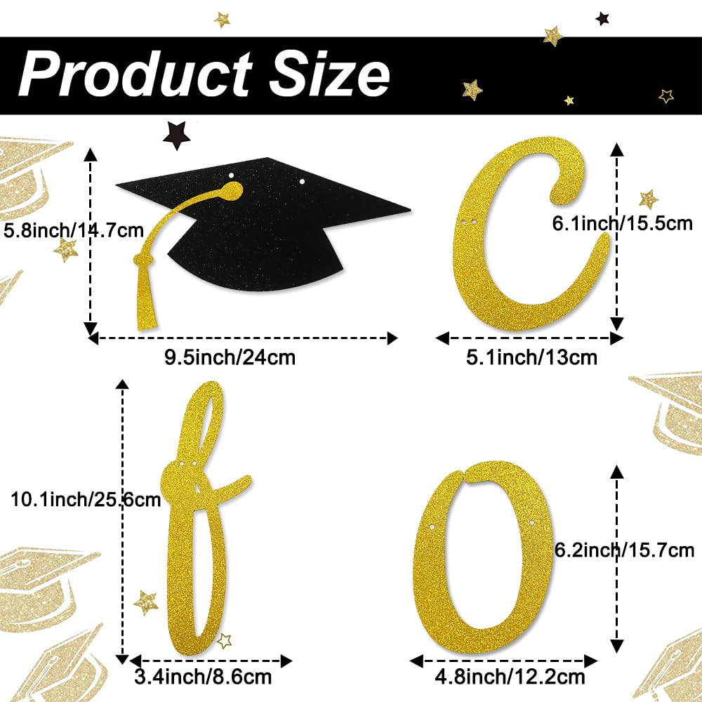 Class of 2026 Banner Glod Glitter 2026 Graduation Party Banner for College High School 2026 Graduation Celebration Party Supplies Decorations - Image 2