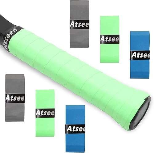 Miniatura 8 de Atseen Cinta de agarre para raquetas de tenis, paquete de 6, 12 o 30 unidades, cinta de agarre para raqueta que se mantiene seca y absorbe el sudor