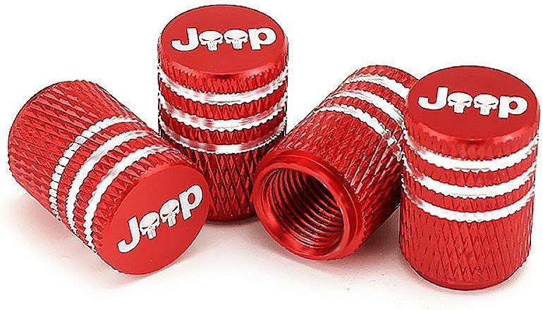 EVPRO Valve Stem Caps Tire Decorative 4 Pack Red Fit for Jeep Accessories