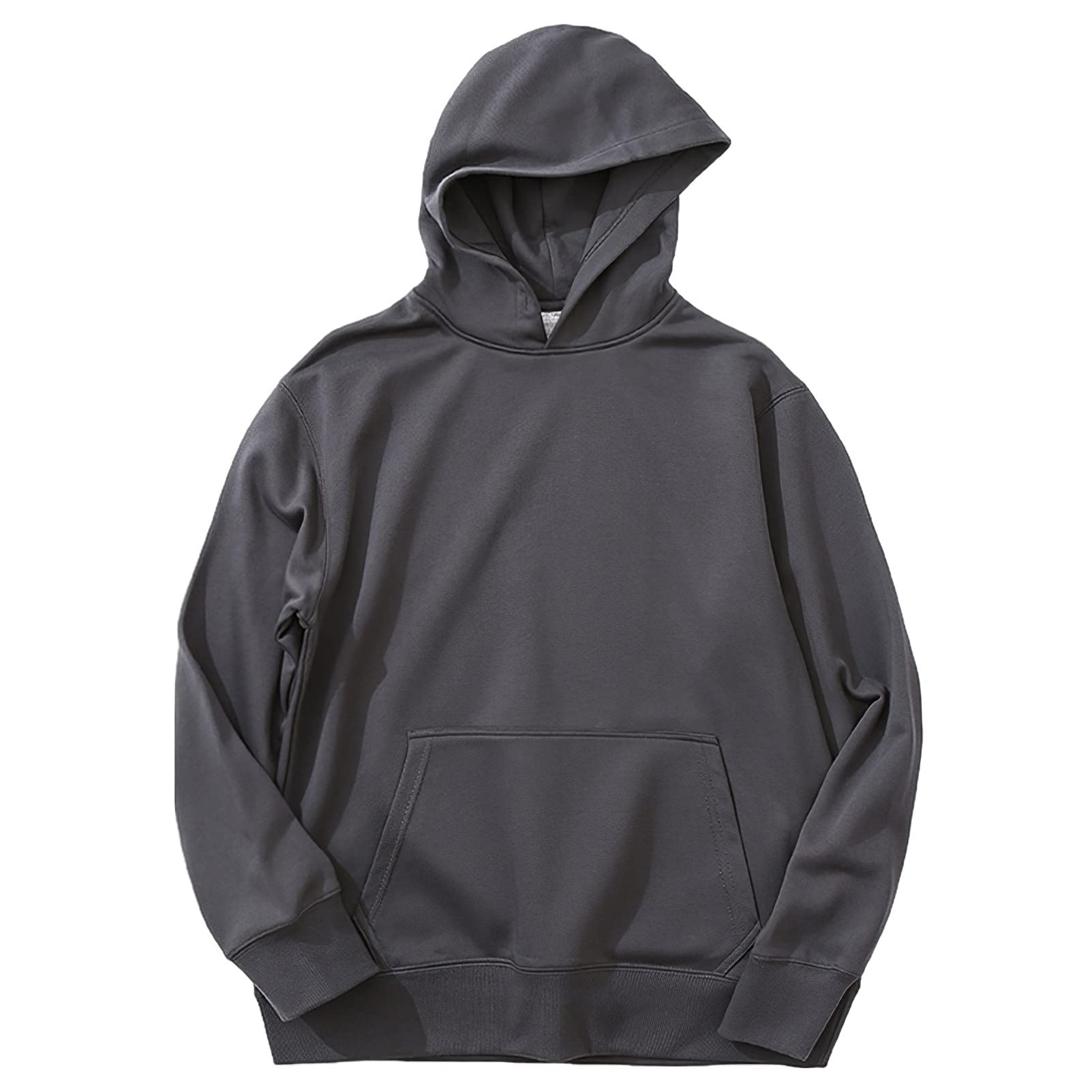 Unisex Uomo Donna 2 Pezzi Tuta da Ginnastica in Cotone - Felpa con Cappuccio e Pantaloni da Jogging con Tasche Grigio Carbone M