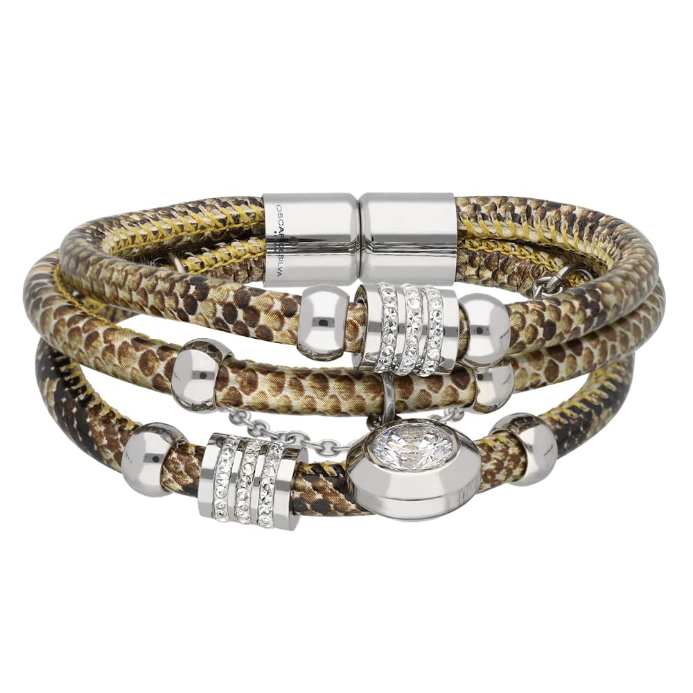 Treuheld® Stoff-Armband in Schlangen-Optik | Anhänger | Kristalle