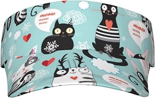 XIXIAN Black and White Cats Printed Adult Sunscreen Visor Cap Lightweight and Breathable Adult Sun Visor Empty top hat Versatile Outdoor hat