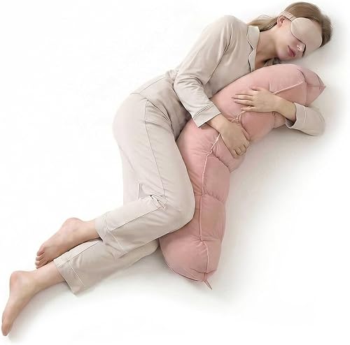 Miniatura 10 de Peallow(Pat. Pend) - Almohada larga redonda para adultos, almohada de apoyo suave y de apoyo para dormir y soporte lumbar (gris-blanco, 47 pulgadas)
