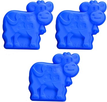 HiParty 3Pcs Mini Cow Cake Molds, Dairy Cattle Silicone Cake Pan Baking Mold Muffin Cups Brownie Bakeware Large Soap Mold Random Color