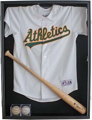 Large Jersey Display Case Frame Shadow Box to Display a XL Football Baseball Hockey Jersey, Military Uniform Motorcyle Jacket, UV Protection Acrylic Door Black Finish