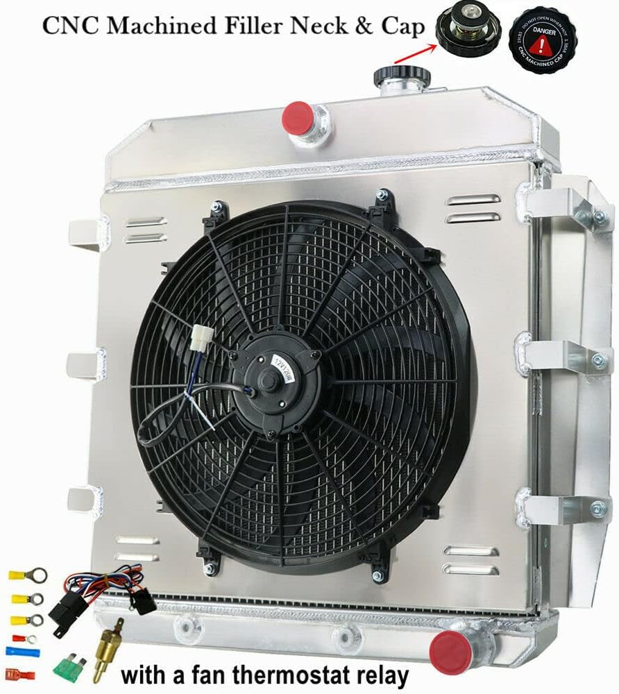 ALLOYWORKS 3 Row Aluminum Radiator+Shroud Fan+Relay For 1955-1959 Chevy C/K Trucks 3100 3200 3400 3500 3700 3800