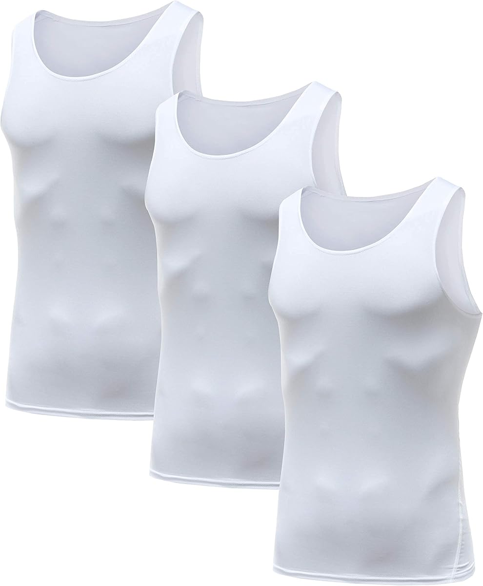 HIBETY Paquete de 3/5 camisas de compresión para hombre, camisetas sin mangas y camisetas musculares de manga corta con capa base fresca y seca para gimnasio