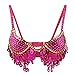 Women's Padded Sequin Belly Dance Bra Top Sparkly Beaded Crop Top Glittering Carnival Rave Costume