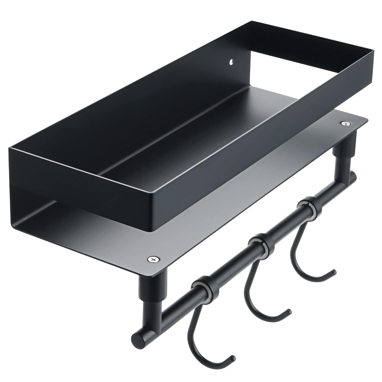 Floating Shelves Shower Caddy Bathroom Shelf Bathroom Shower Shelf Wall Mounted with Towel Rails 3Hooks Shower Caddy Floating