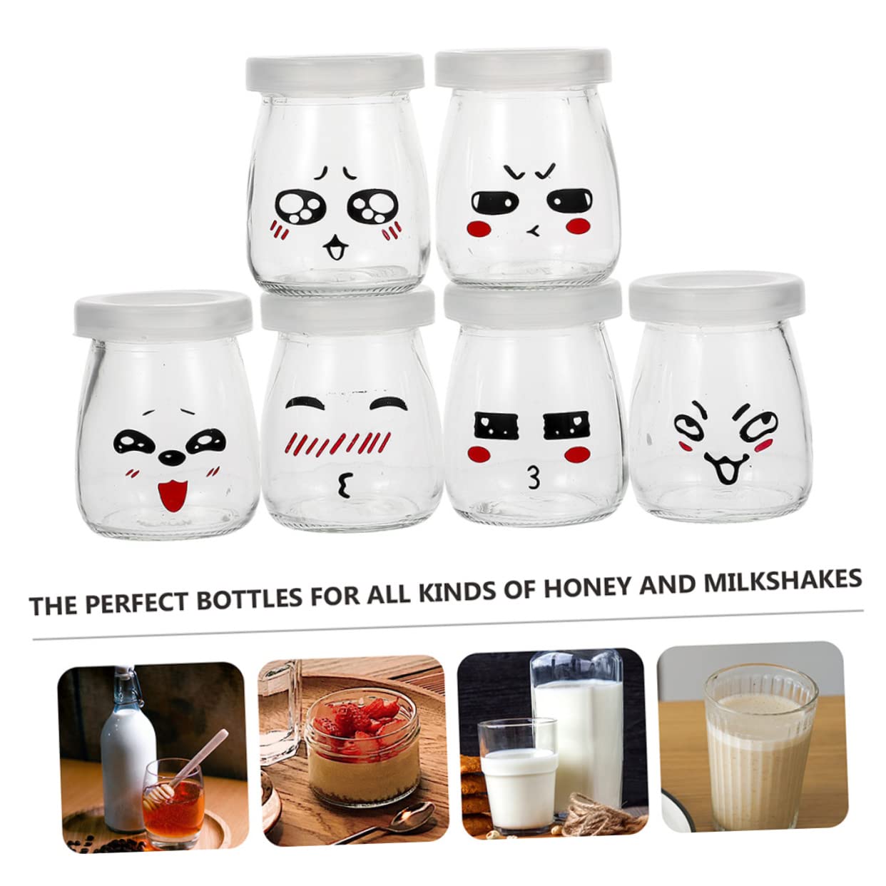 SOLUSTRE 8 Bottiglie per Yogurt Riutilizzabili Contenitori Trasparenti per Bordi Lisci Adatte per per Conservare Yogurt e Gelatina