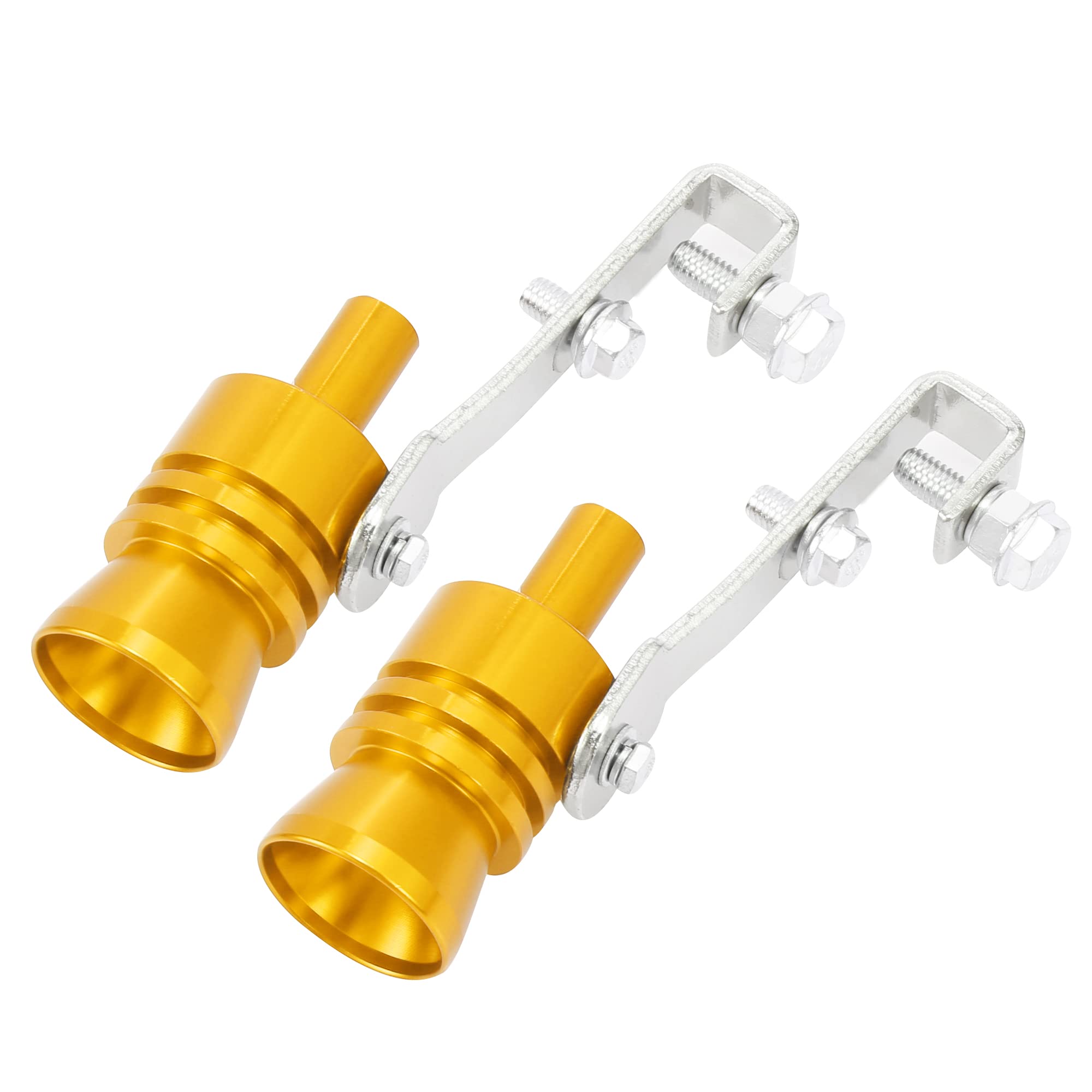 X AUTOHAUX2pcs L Size Universal Car Turbo Sound Exhaust Muffler Gold Tone